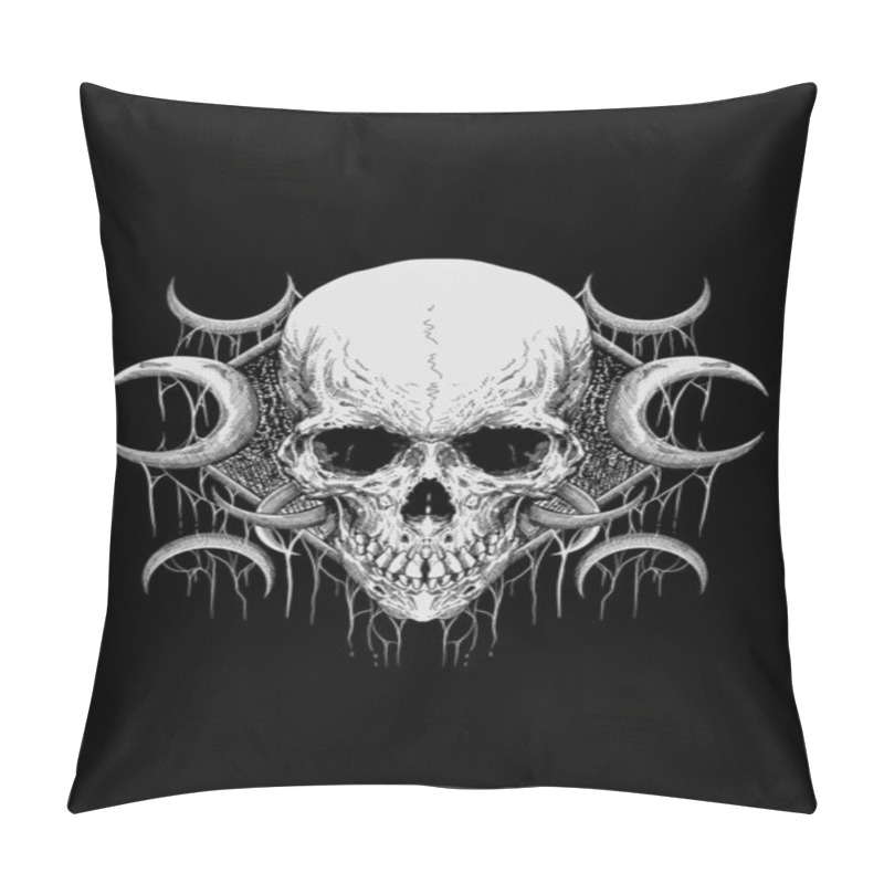 Personality  Skull With Temple Dark And Spider Webs Artwork Illustration Pillow Covers