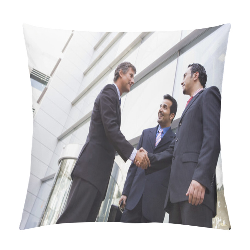 Personality  Group Of Businessmen Shaking Hands Outside Office Pillow Covers