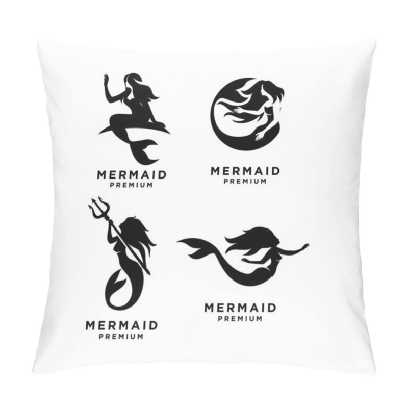 Personality  Mermaid Logo Icon Design Illustration Pillow Covers