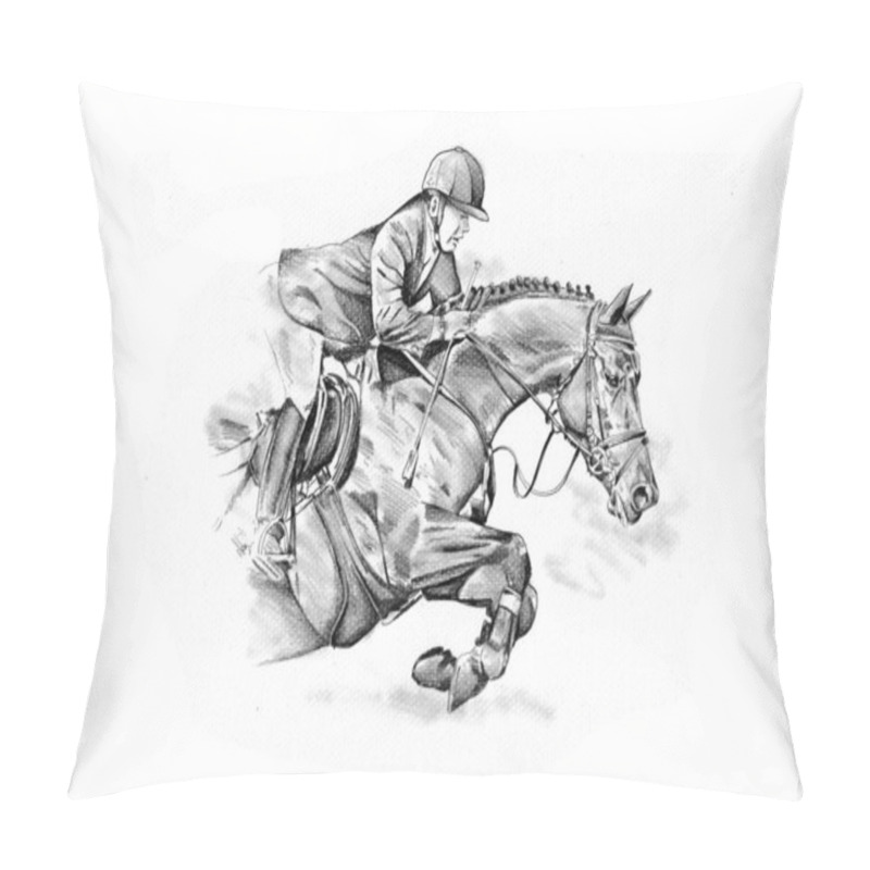 Personality  Freehand Horse Head Pencil Drawing Pillow Covers