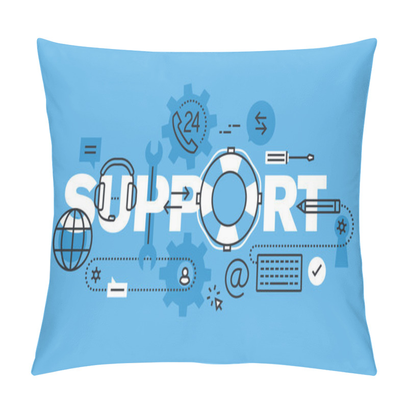 Personality  Modern Thin Line Design Concept For Support Website Banner. Pillow Covers