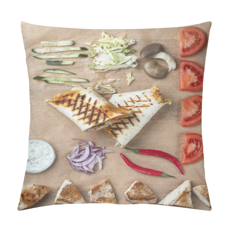 Personality  Shawarma Doner Kebab With Stuffing And All The Ingredients Of The Composition Of The Top Photo Pillow Covers