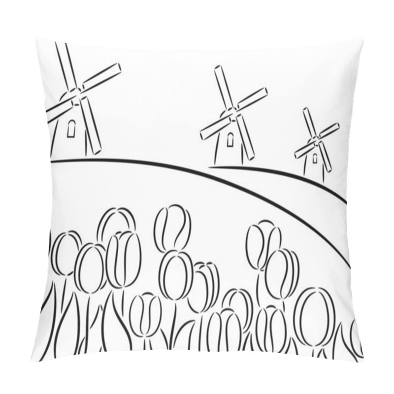 Personality  Windmill And Tulips Pillow Covers