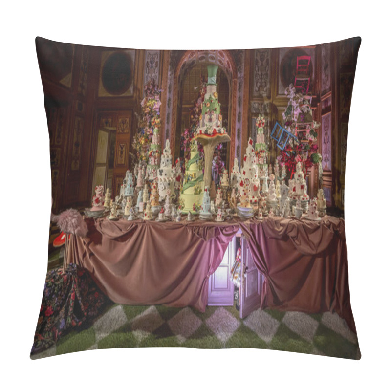 Personality  Maincy, France - 11 29 2024: Le Grand Noel. View Of A Fairy Tale Journey Alice In Wonderland Pillow Covers