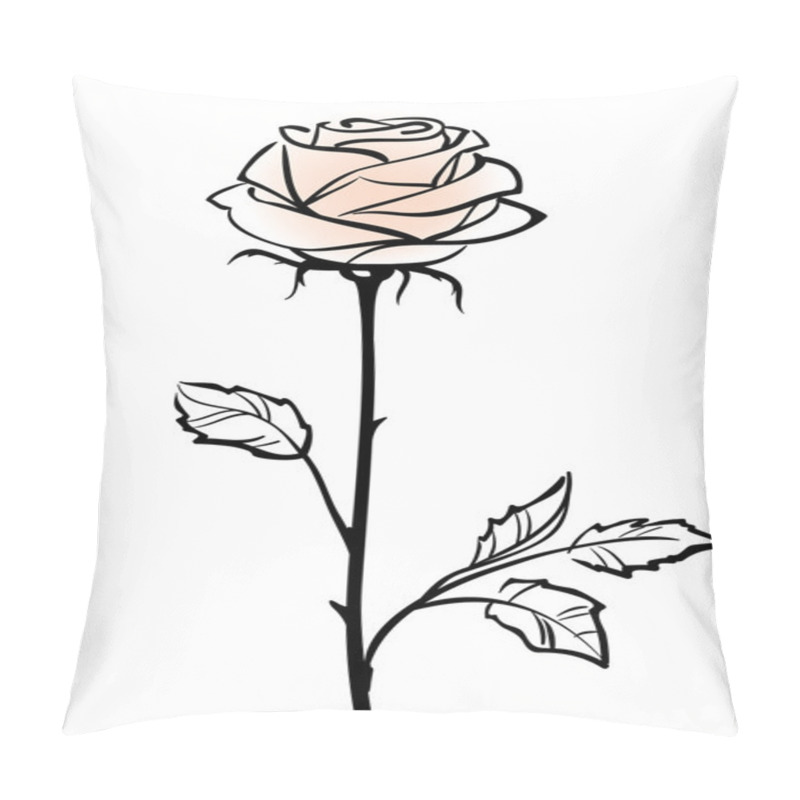 Personality  Beautiful Single Pink Rose Flower Isolated On The White Backgro Pillow Covers