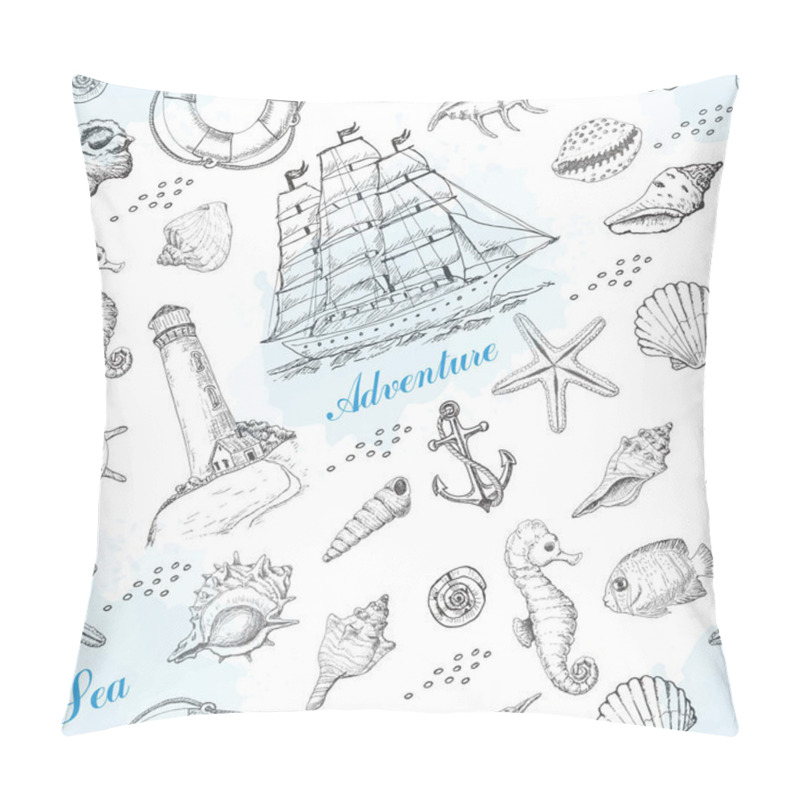 Personality  Summer Seamless Pattern With Marine Elements Pillow Covers