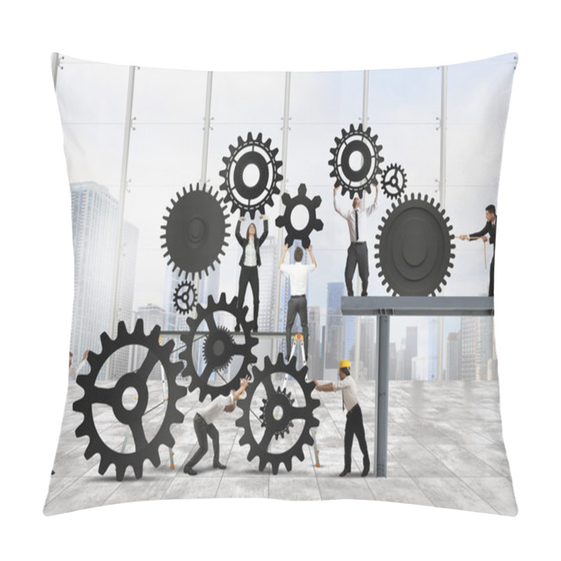 Personality  Teamwork Of Businesspeople Work Together Pillow Covers