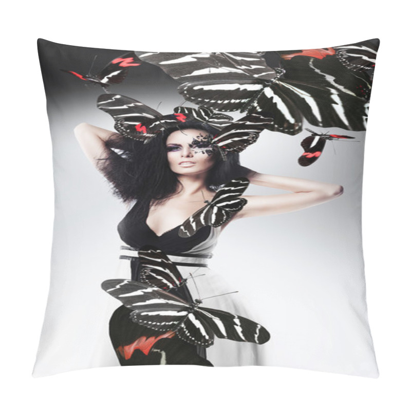 Personality  Woman With Butterflies Pillow Covers