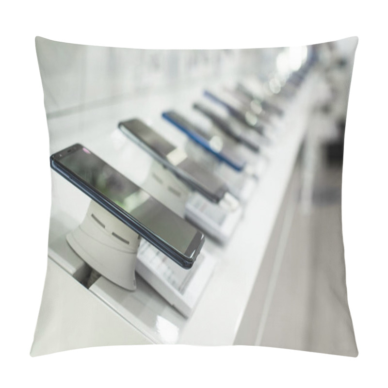 Personality  Smartphones On Shelf In The Store. Concept For Communications An Pillow Covers