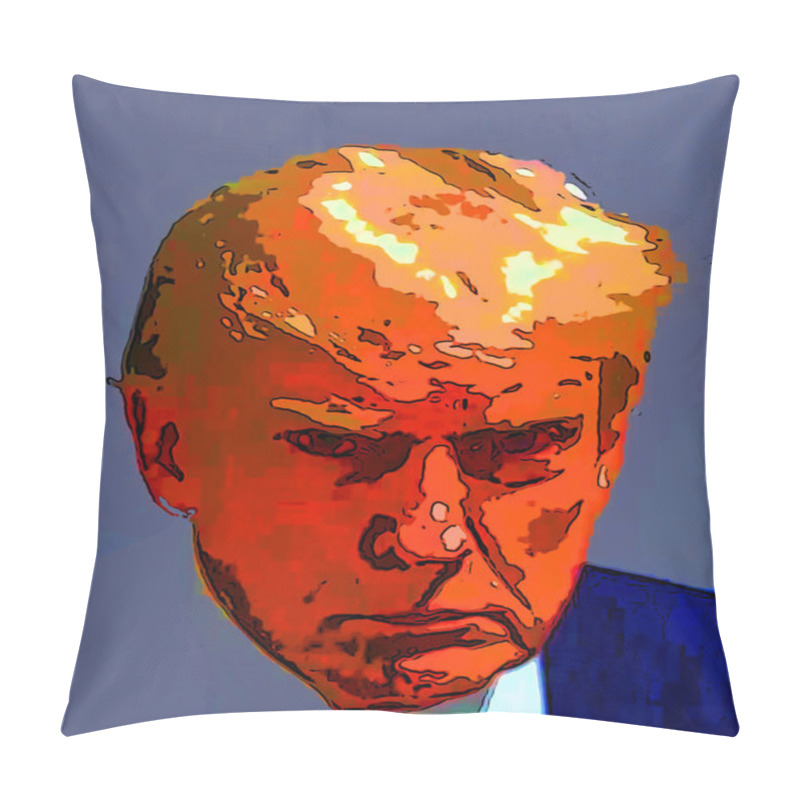 Personality  ATLANTA GEORGIA USA 08 23 2023: Pop Art Of Donald Trump Mug Shot (is An American Politician, Media Personality, And Businessman Who Served As The 45th President Of The United States Pillow Covers