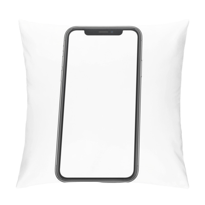 Personality  New Modern Frameless Smartphone Mockup Similar To IPhone X With White Screen Isolated On White Background Pillow Covers