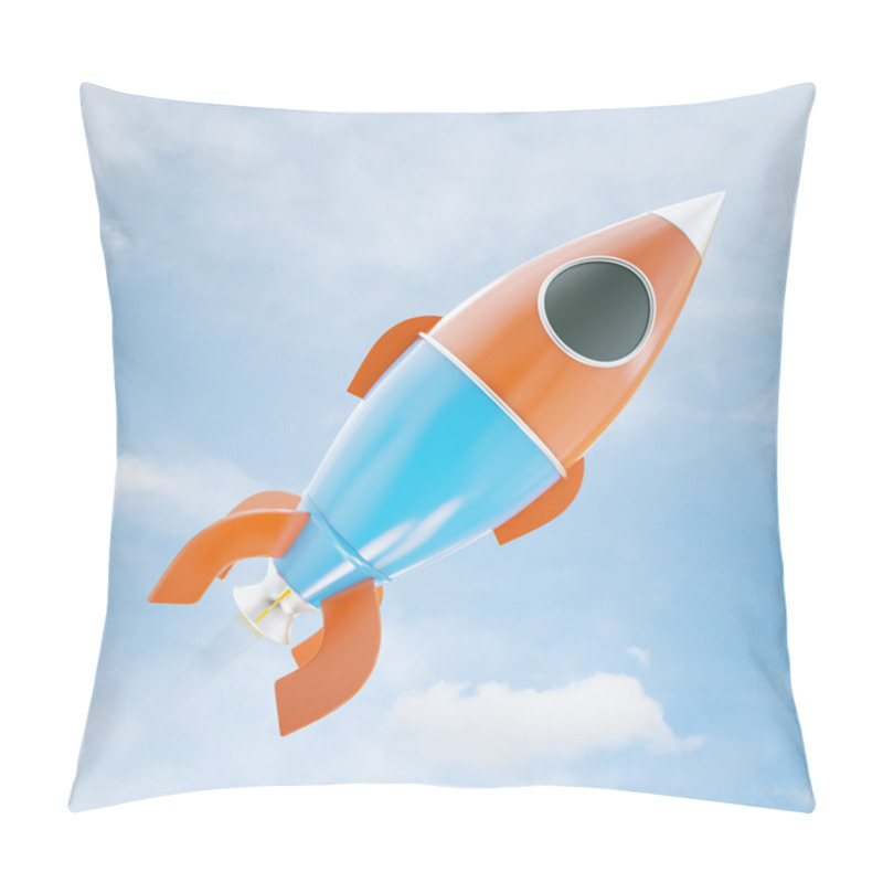 Personality  Rocket Ship On Sky Background Pillow Covers