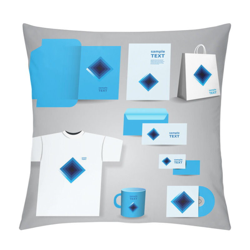 Personality  Stationery Template, Corporate Image Design With Blue Squares Pillow Covers