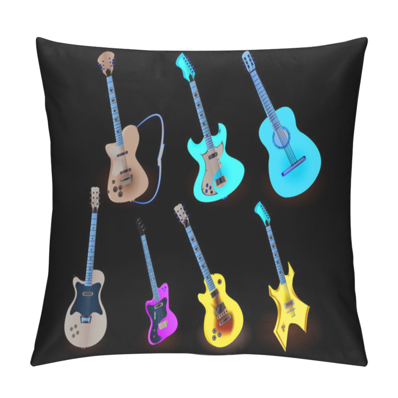 Personality  Acoustic And Electric Guitars Set Pillow Covers