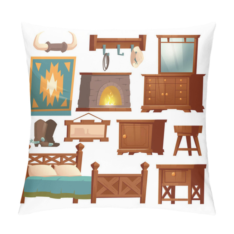 Personality  Wooden Furniture Of Cowboy Bedroom In Rural House Pillow Covers