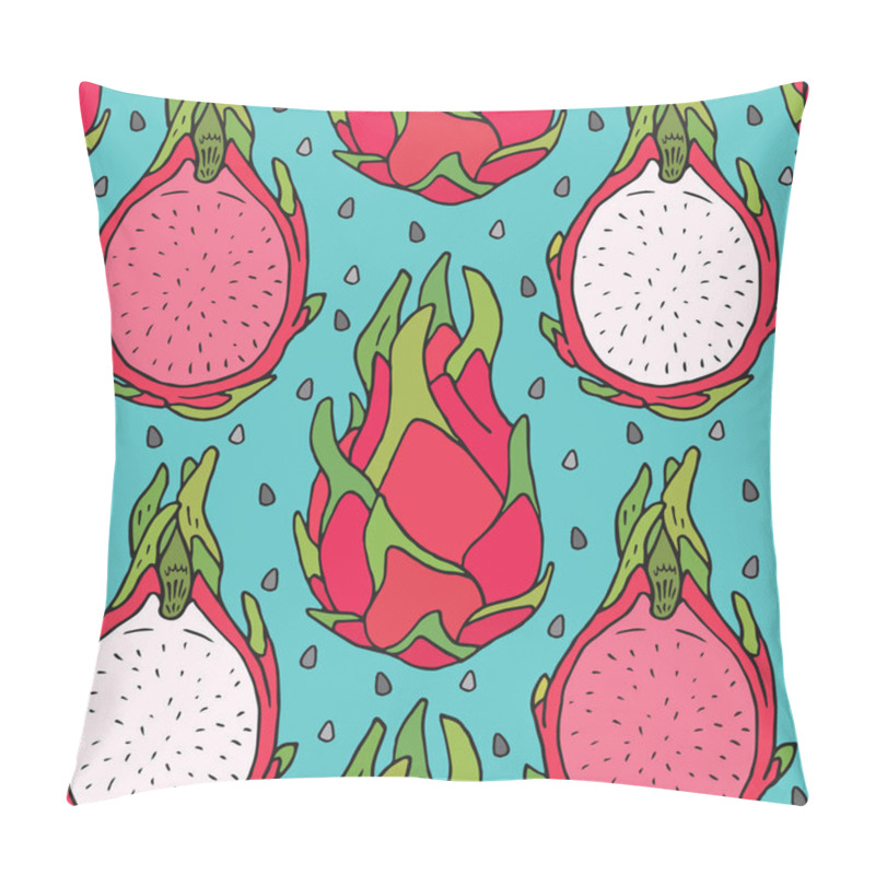 Personality  Pattern Of Sweet Juicy Dragon Fruit. Summer Exotic Food. Beautiful Hand Drawn Illustration Of Fruits Pillow Covers