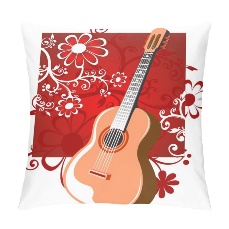 Personality  Guitar With Flowers Pillow Covers