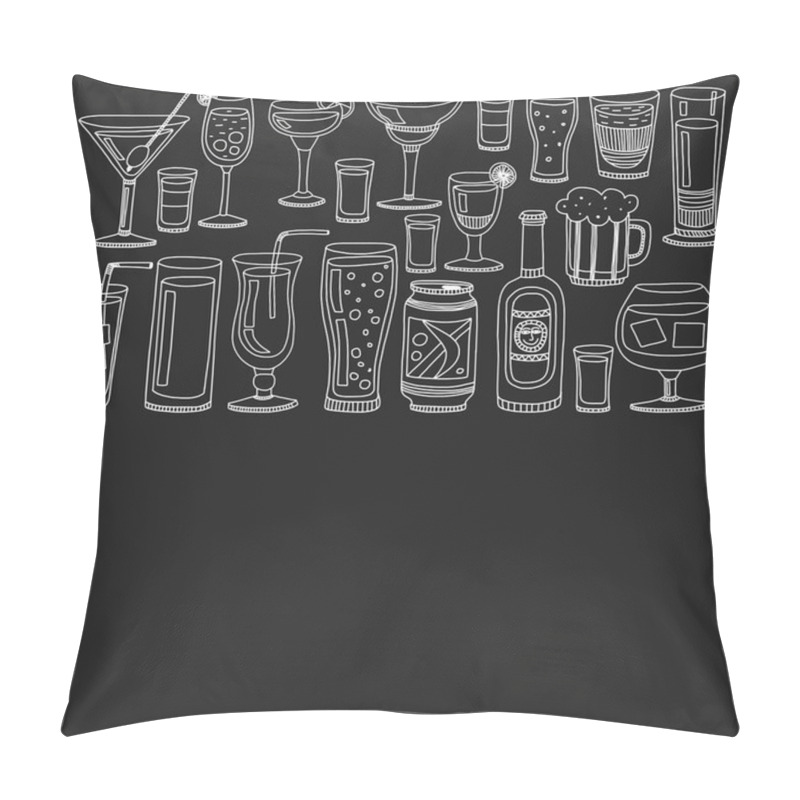 Personality  Alcohol Drinks And Cocktails Icon Set Pillow Covers