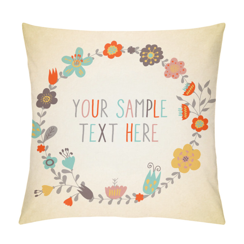 Personality  Vector Floral Wreath In Retro Style Pillow Covers