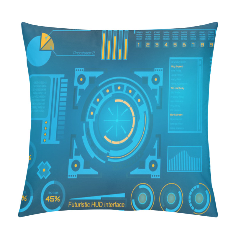 Personality  Abstract Future, Concept Vector Futuristic Blue Virtual Graphic Touch User Interface HUD. For Web, Site, Mobile Applications Isolated On Black Background, Techno, Online Design, Business, Gui, Ui. Pillow Covers