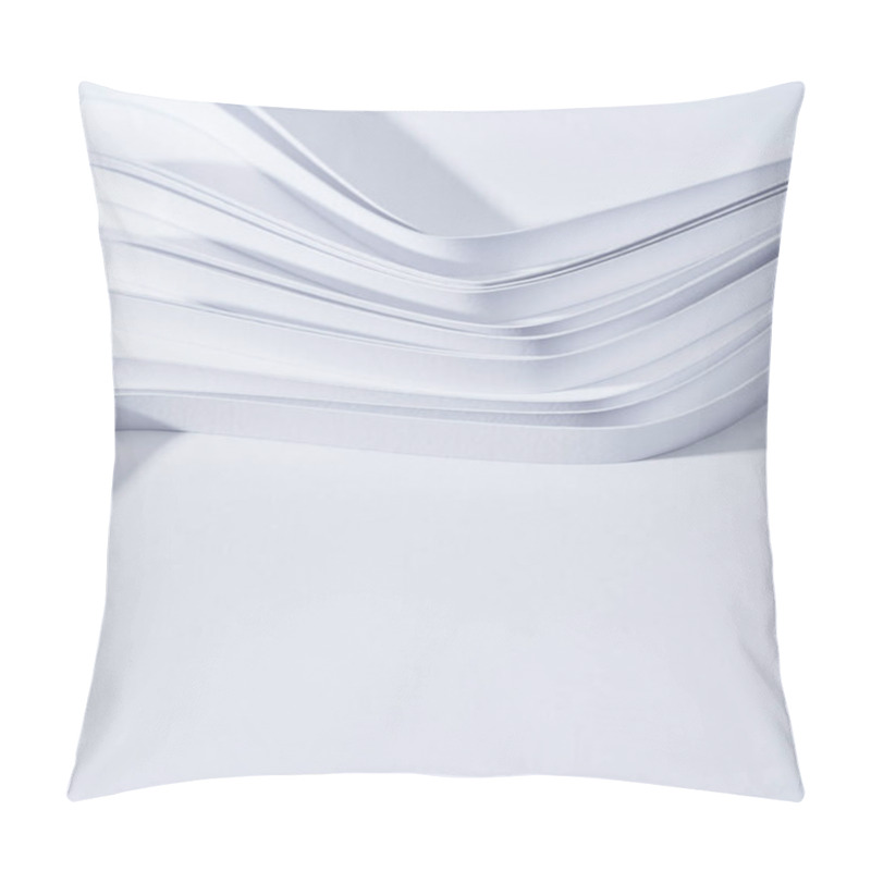 Personality  Close Up View Of Wavy Paper Stripes On White Background Pillow Covers