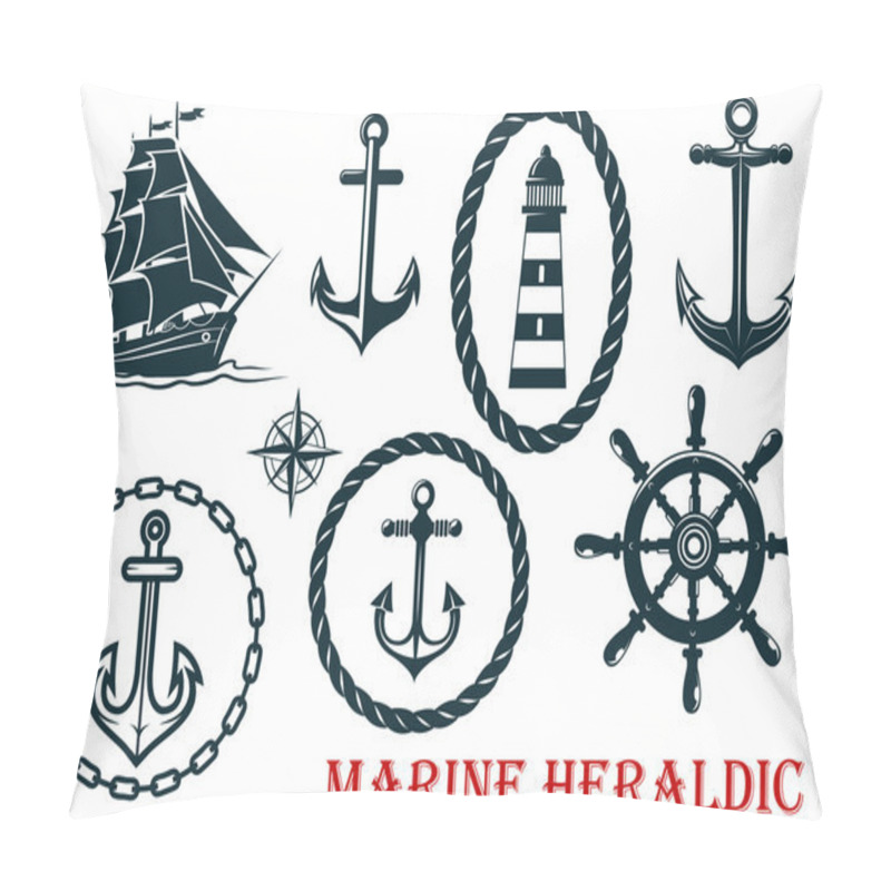 Personality  Marine And Nautical Heraldic Elements Pillow Covers