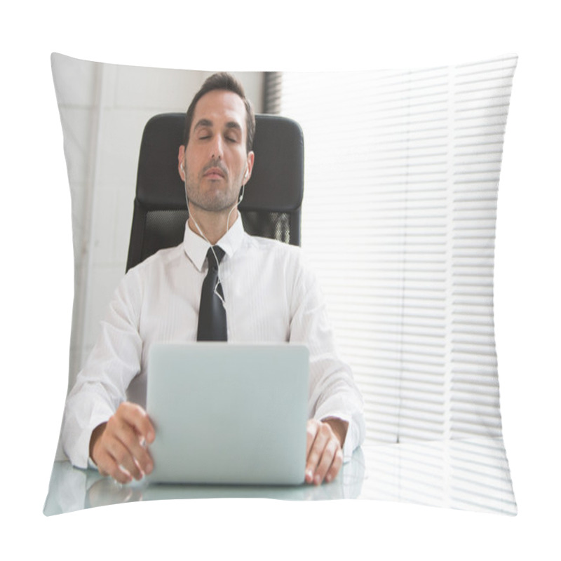 Personality  Half Length Portrait Of A Male Businessman With Eyes Closed Pillow Covers