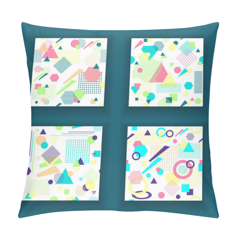 Personality  Set  Abstract Seamless Pattern In Postmodern Memphis Style On White Pillow Covers