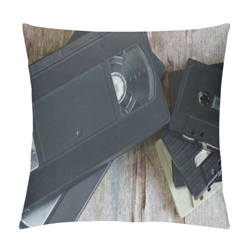 Personality  Video Tape And Cassette Tape On Wood Board Pillow Covers