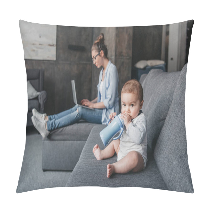 Personality  Mother With Little Boy At Home  Pillow Covers