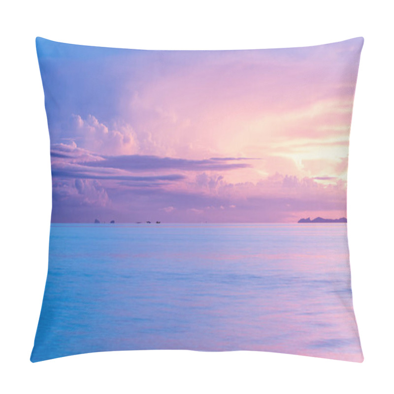 Personality  Rain Clouds Over Beautiful Tropical Pastel  Beach Seascape In Summer Season Pillow Covers