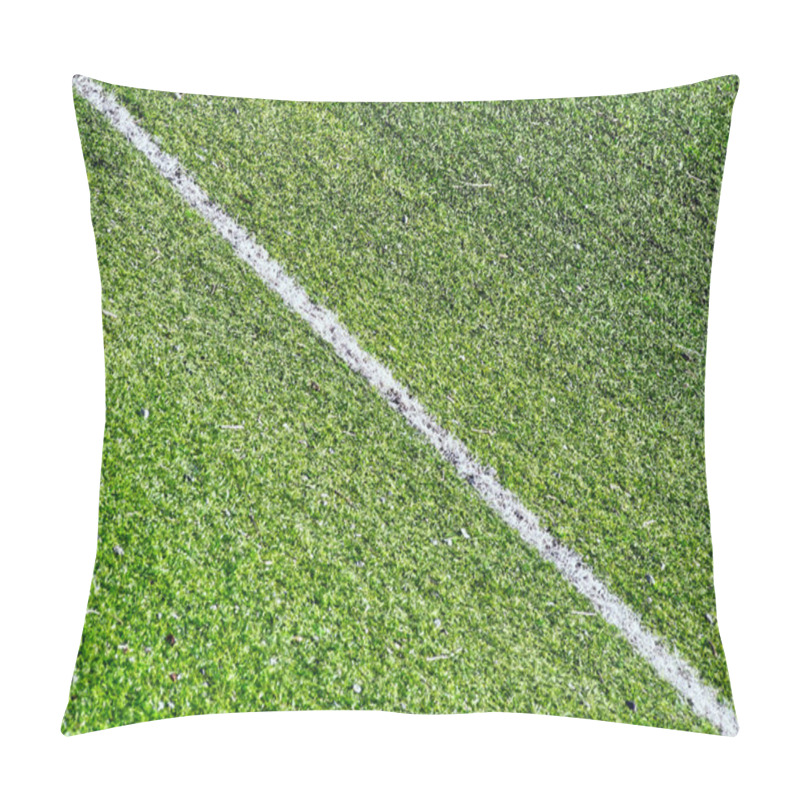 Personality  Diagonal White Line In Football Field Green Grass. High Quality Photo Pillow Covers