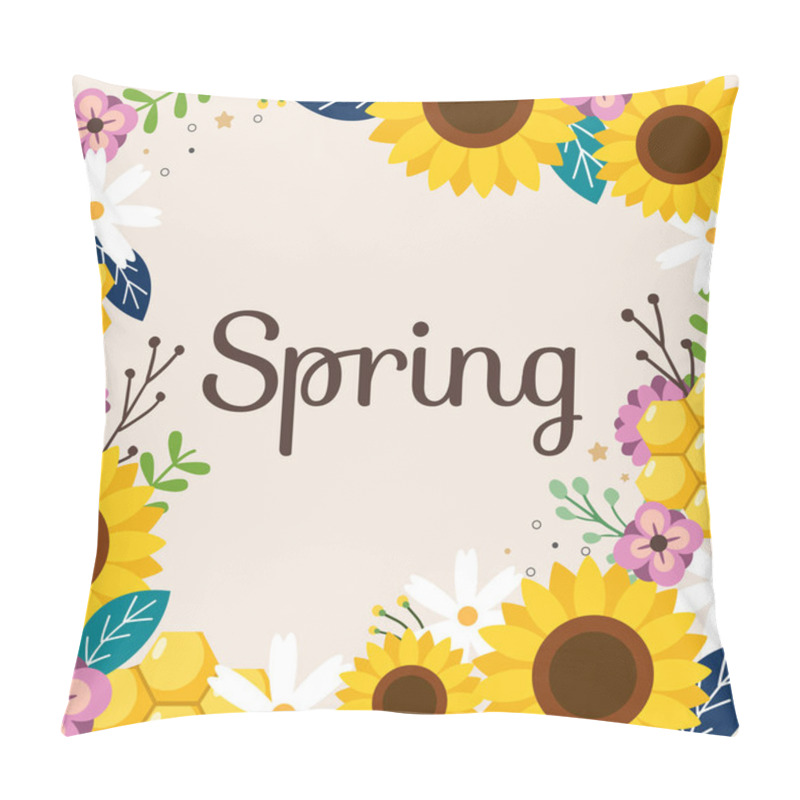 Personality  The Cute Sunflower With White Flower And Purple Flower On The Fr Pillow Covers