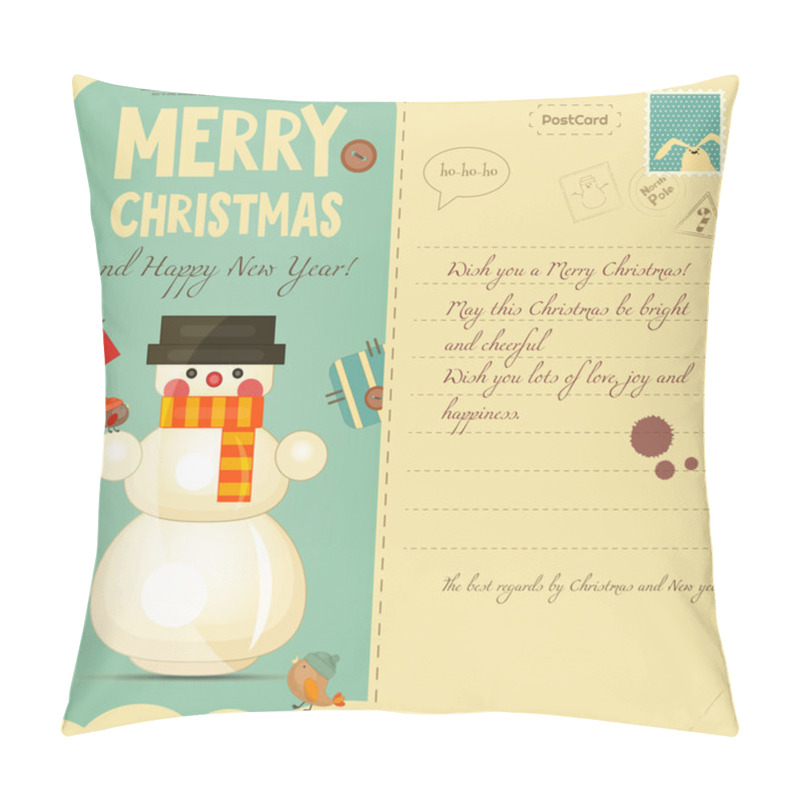 Personality  Christmas Retro Postcard Pillow Covers