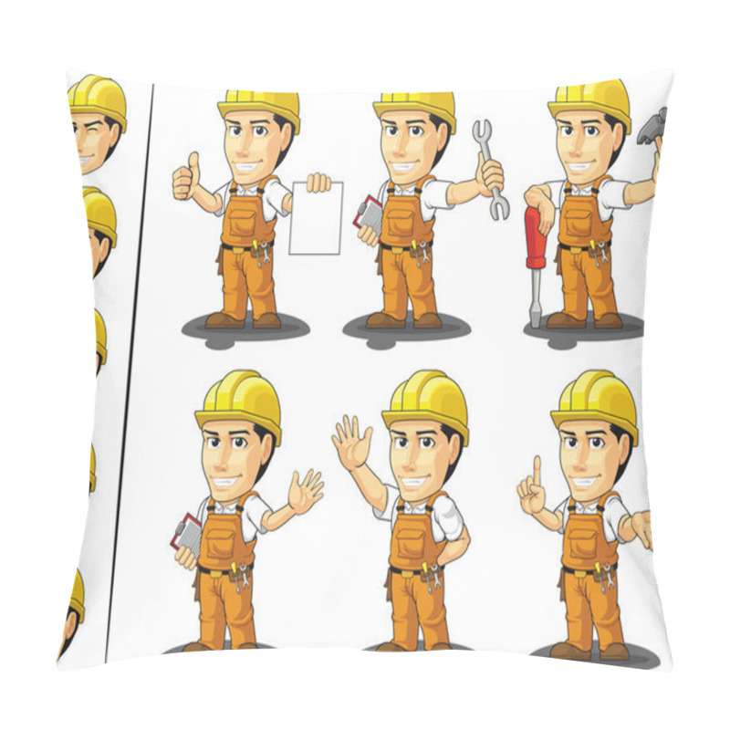 Personality  Industrial Construction Worker Mascot 2 Pillow Covers