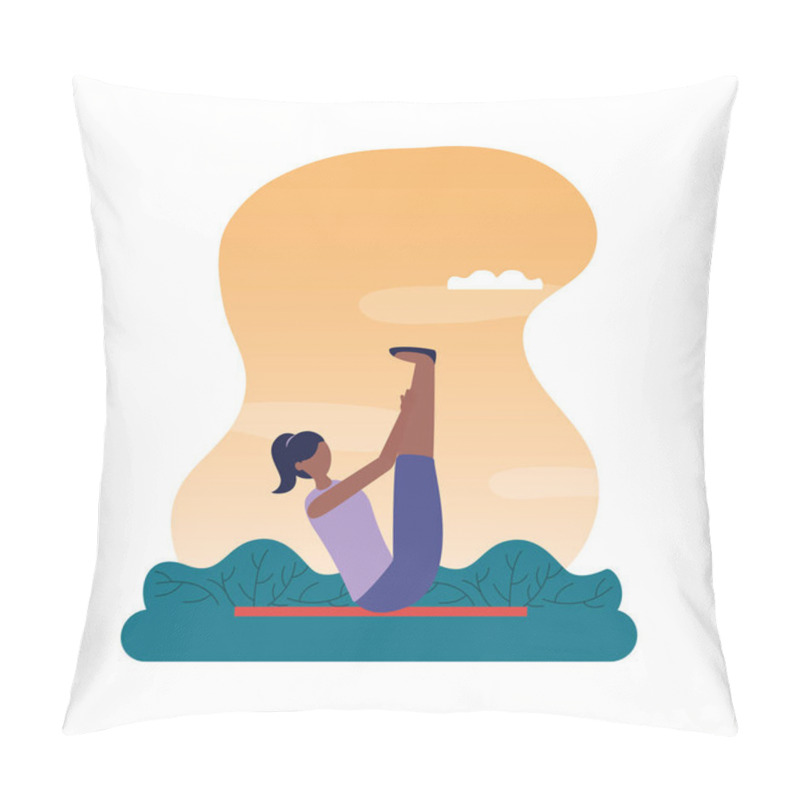 Personality  Girl Doing Yoga Pose Vector Design Pillow Covers