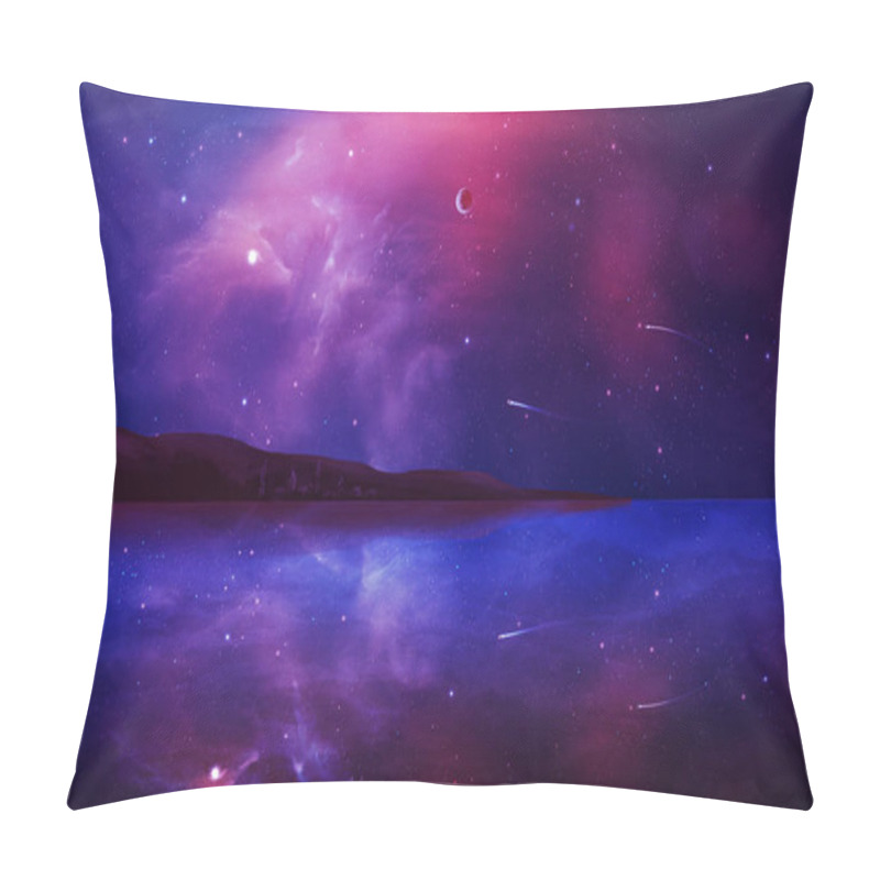 Personality  Sci-fi Landscape Digital Painting With Nebula, Planet And Lake I Pillow Covers