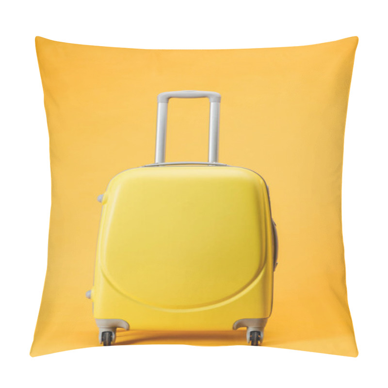 Personality  Travel Bag With Wheels And Handle On Yellow Background Pillow Covers