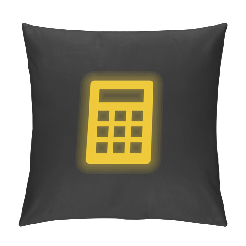 Personality  Basic Calculator Yellow Glowing Neon Icon Pillow Covers