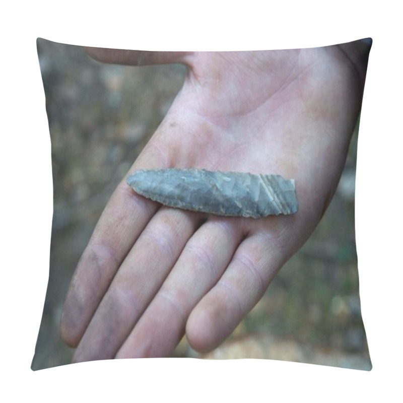 Personality  Ancient Stone Knife On The Palm Pillow Covers