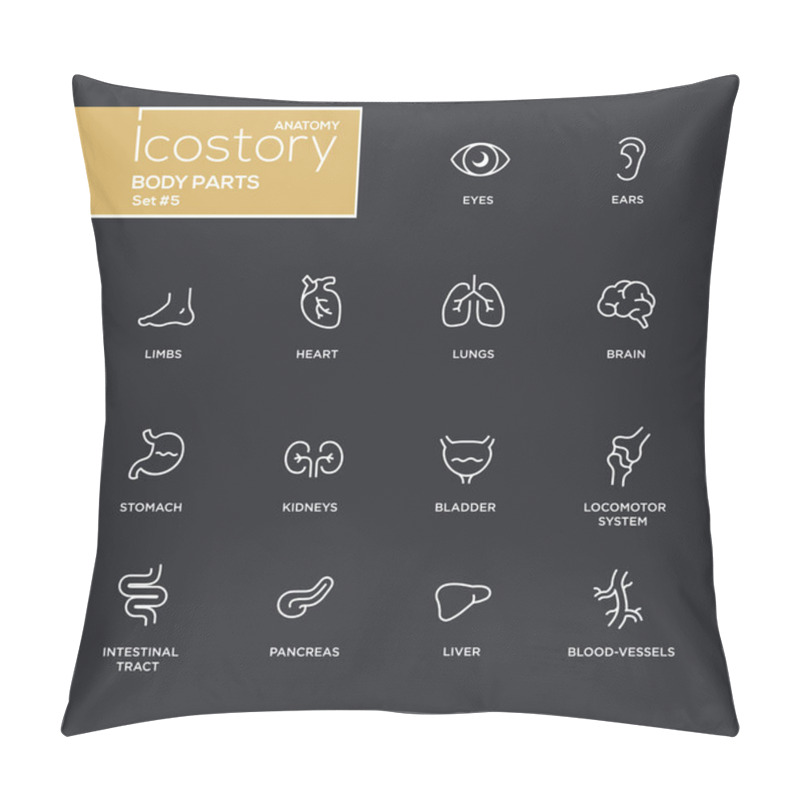 Personality  Body Parts Modern Simple Thin Line Design Icons, Pictograms Set Pillow Covers