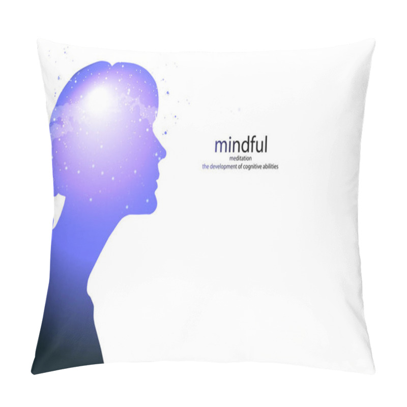 Personality  Profile Of A Young Woman With Mental Activity Brain And Consciousness, With The Cosmos As A Brain. Pillow Covers