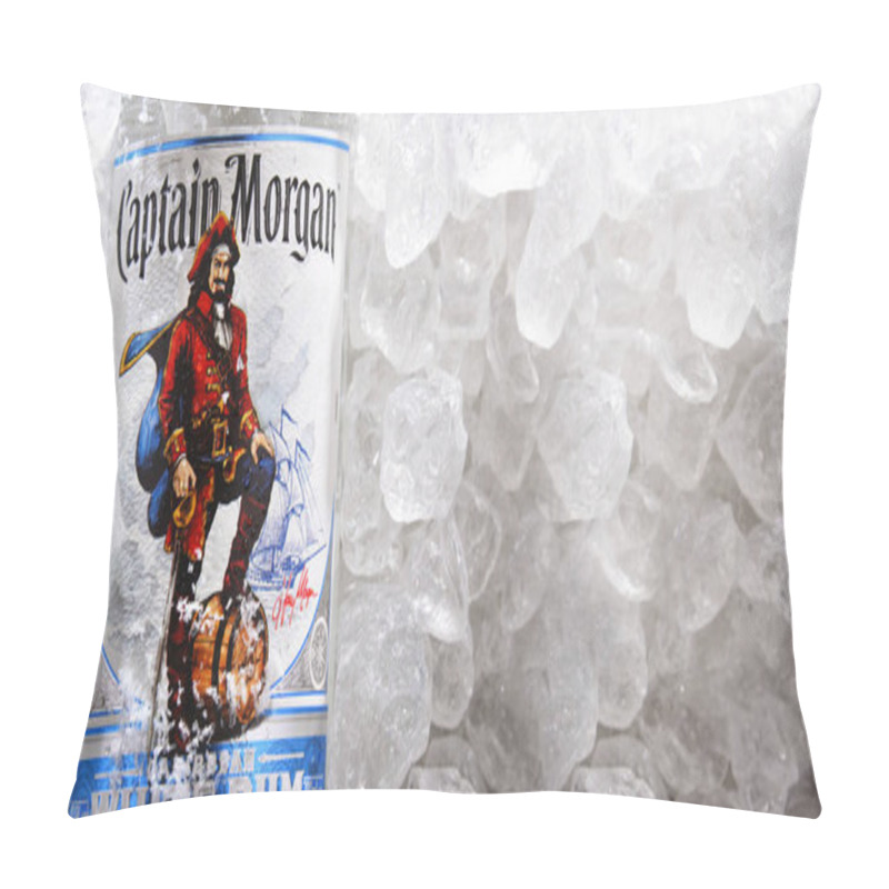 Personality  POZNAN, POL - MAY 28, 2020: Bottle Of Captain Morgan, A Brand Of Rum Originated On US Virgin Islands And Now Produced By Diageo, British Alcoholic Beverages Company Headquartered In London   Pillow Covers