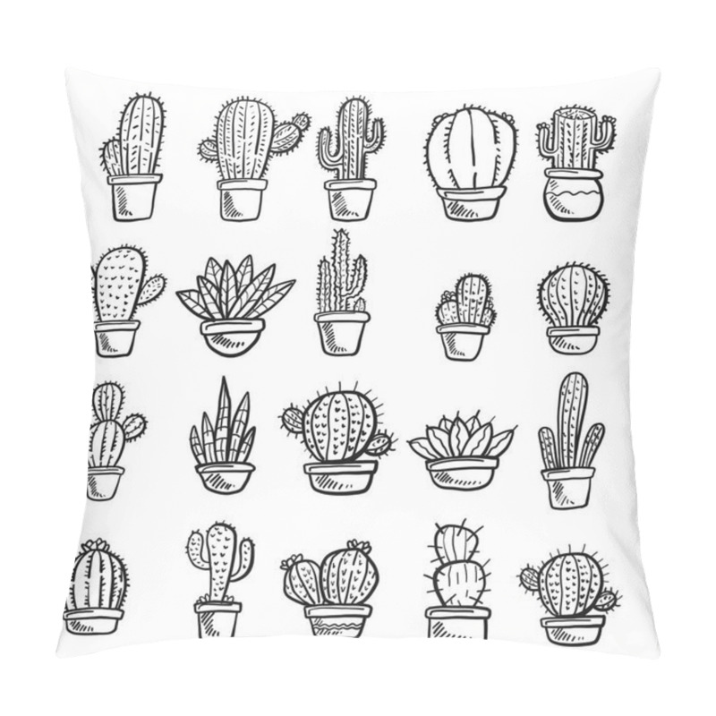 Personality  Cacti And Succulents Isolated On White Background Pillow Covers