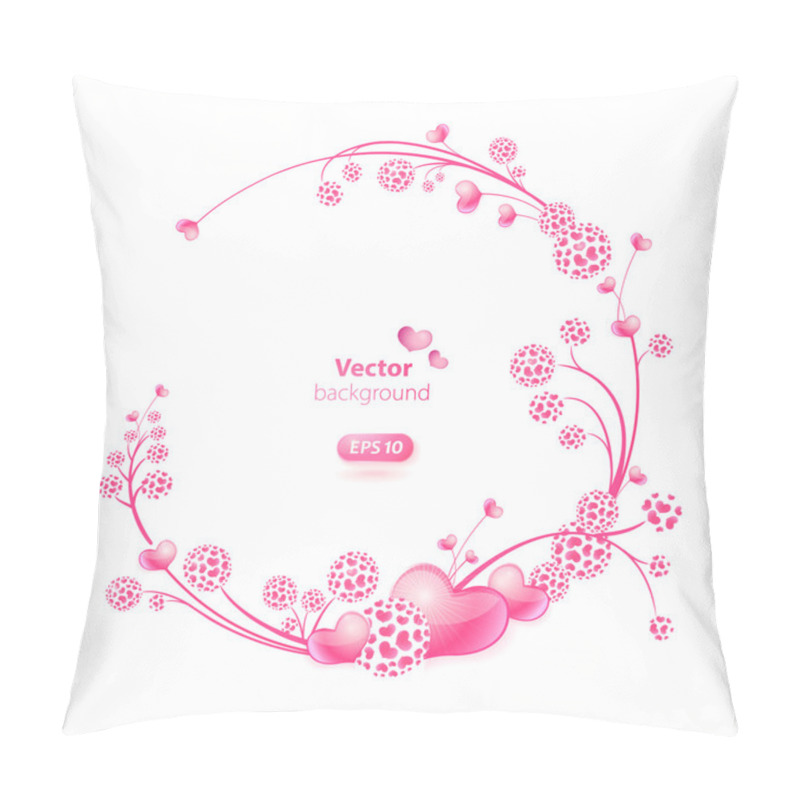 Personality  Abstract Vector Round Frame With Hearts And Floral Ornaments. Pillow Covers