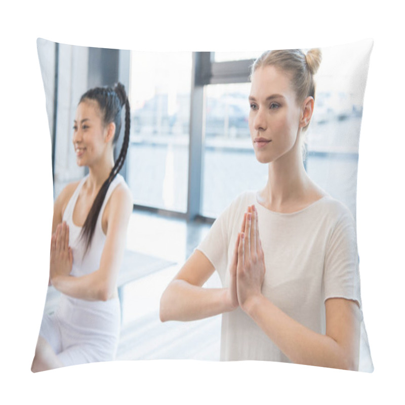 Personality  Young Women Practicing Yoga  Pillow Covers