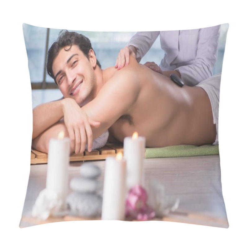 Personality  Young Handsome Man During Spa Procedure Pillow Covers