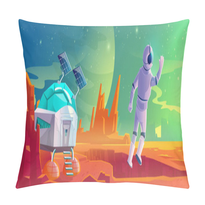 Personality  Astronaut On Alien Planet Landscape, Colonization Pillow Covers