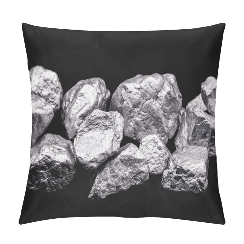 Personality  Raw Manganese. Manganese Stone Isolated On Black Background. Mineral Extraction Of Heavy Metals From Brazil. Pillow Covers