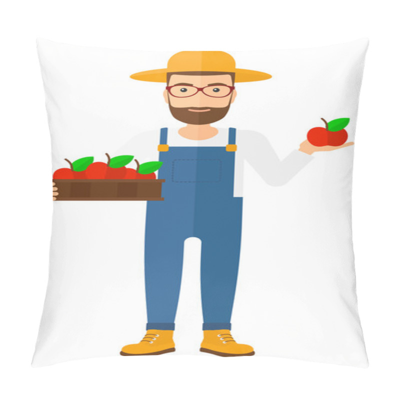 Personality  Farmer Collecting Apples. Pillow Covers